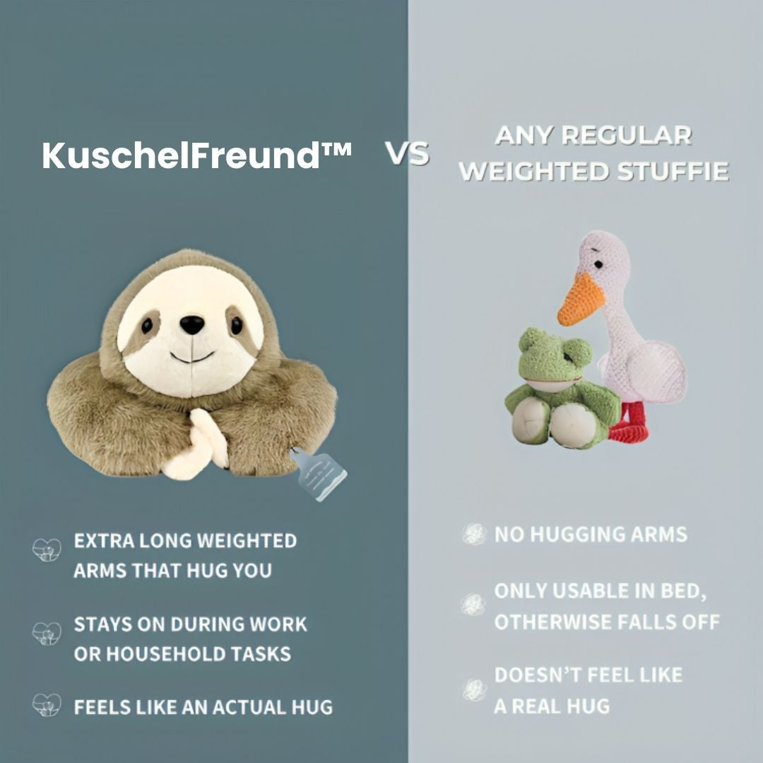 Vergleichsgrafik mit Faultier-Plüschtier, Frosch und Ente, dazu Vorteile als Stichpunkte