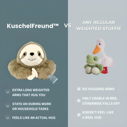 Vergleichsgrafik mit Faultier-Plüschtier, Frosch und Ente, dazu Vorteile als Stichpunkte