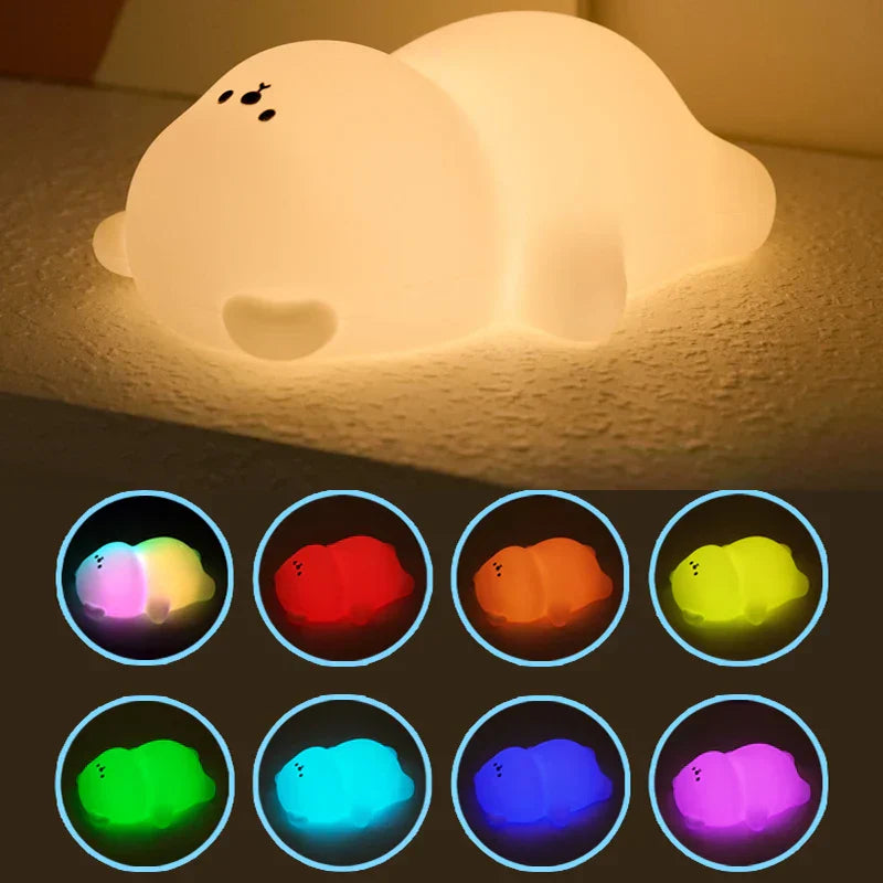 Nachtlicht in Tierform, LED, Farbwechsel, Kinderzimmer, Silikon, energiesparend, dekorativ.
