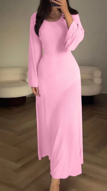 Elegantes Bodycon-Maxikleid mit Schnürung – Herbstzauber Valencia