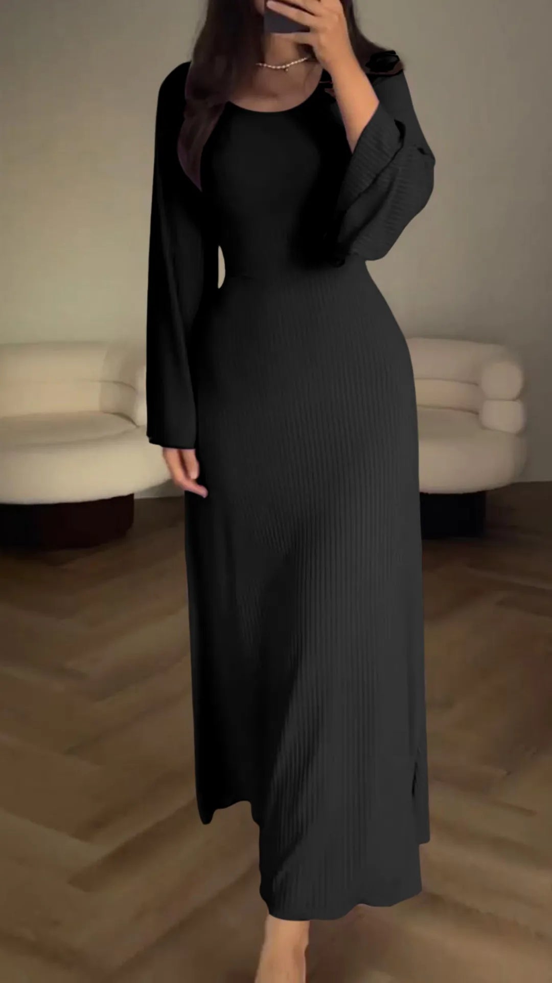 Elegantes Bodycon-Maxikleid mit Schnürung – Herbstzauber Valencia
