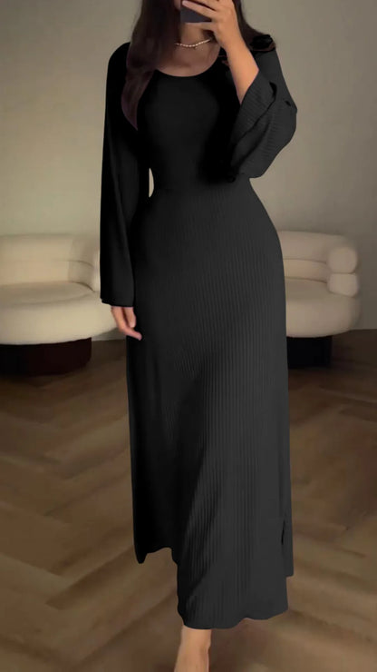 Elegantes Bodycon-Maxikleid mit Schnürung – Herbstzauber Valencia