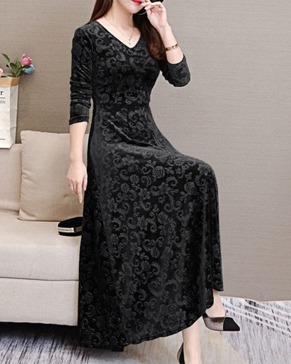 Damen Midikleid mit A-Linie & V-Ausschnitt – Amara
