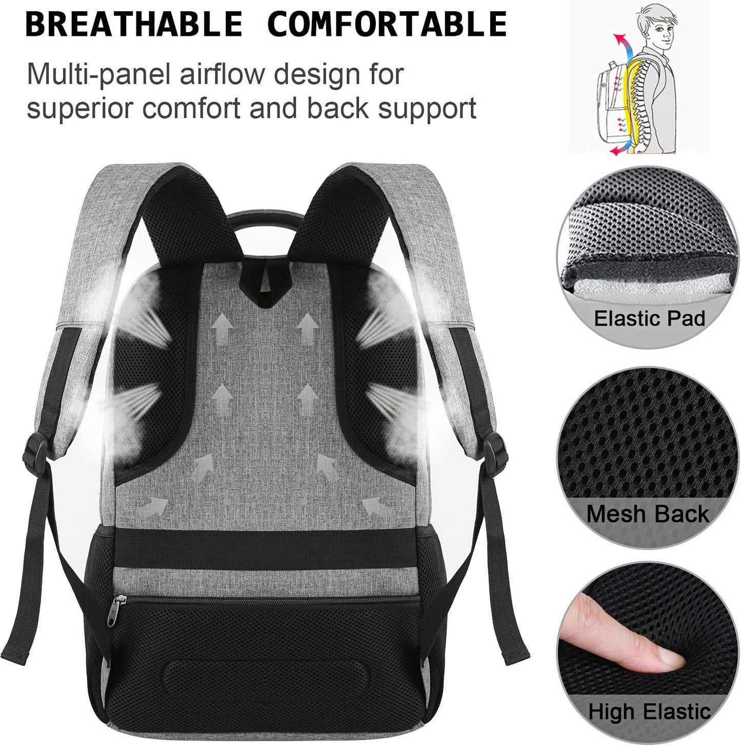 Dunne anti-diefstal laptoprugzak met USB-oplaadpoort