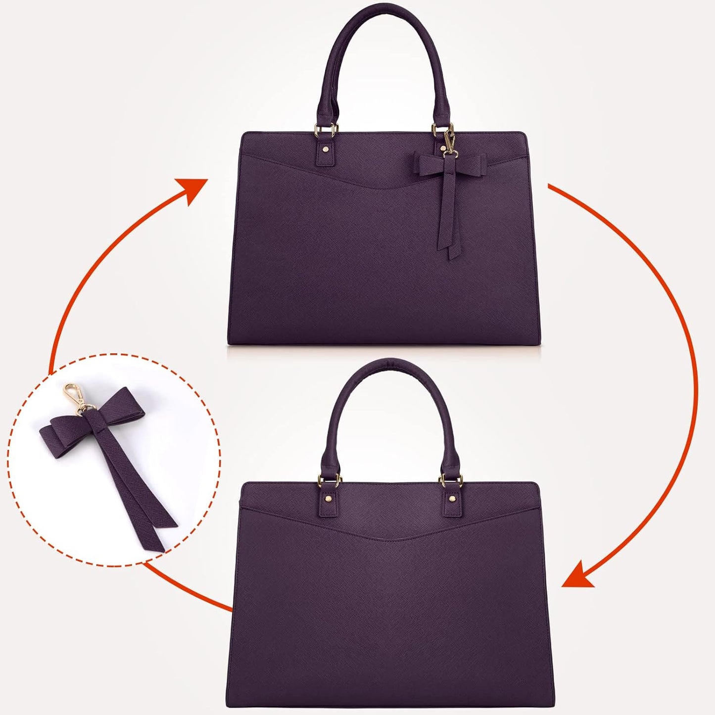 Wasserdichte Laptop-Tasche aus PU-Leder mit multifunktionalem Design für Damen