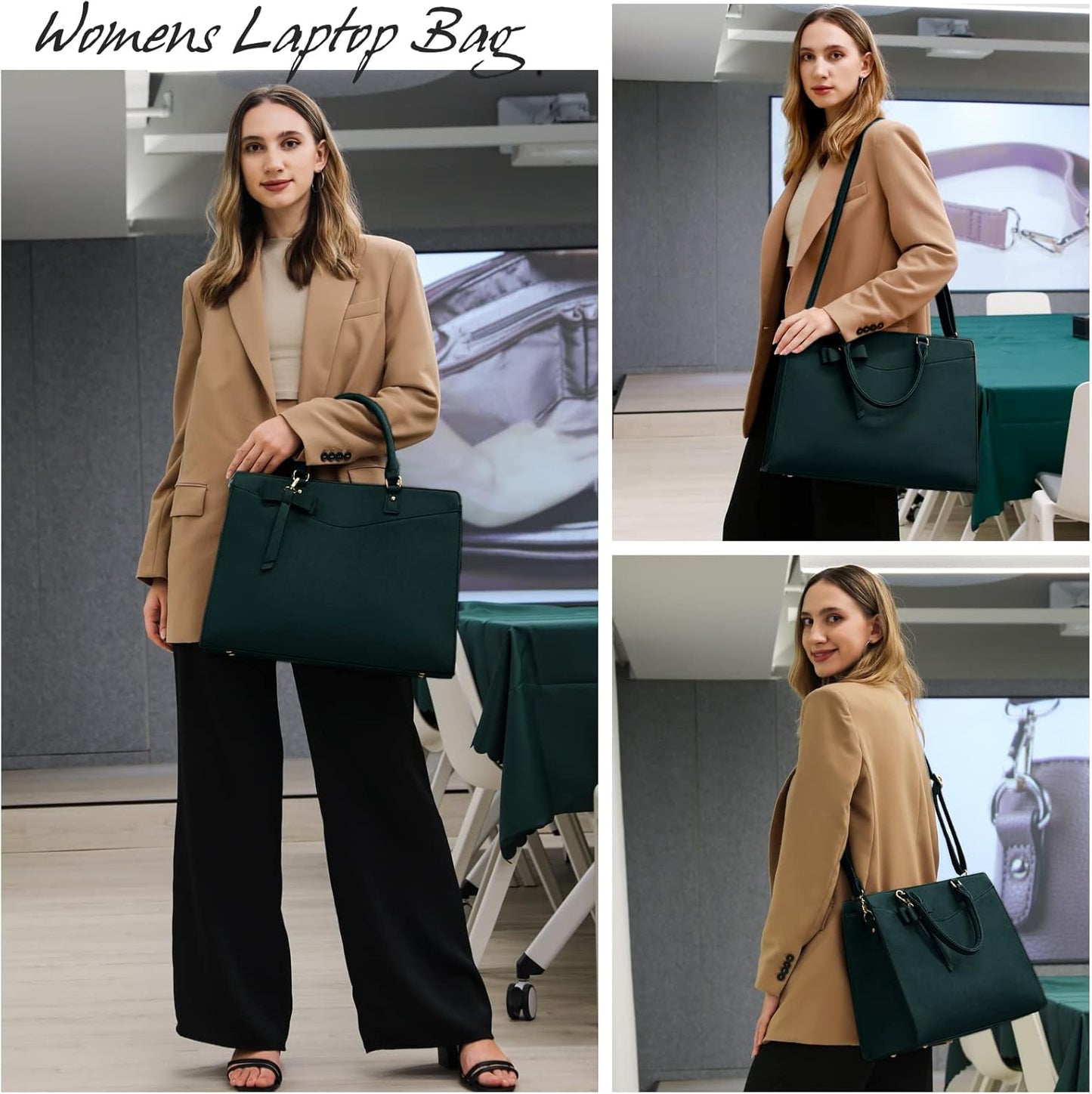 Wasserdichte Laptop-Tasche aus PU-Leder mit multifunktionalem Design für Damen