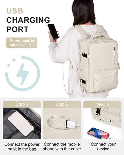 Wasserdichter Reiserucksack mit Schuhfach und USB-Anschluss – Geeignet für 14"-Laptop