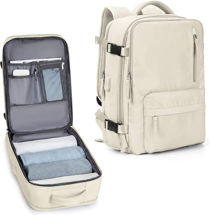40L Wasserdichter Reiserucksack mit Schuhfach und USB-Anschluss – Geeignet für 14”-Laptops