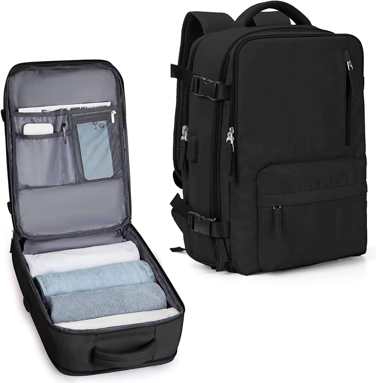 Wasserdichter Reiserucksack mit Schuhfach und USB-Anschluss – Geeignet für 14"-Laptop