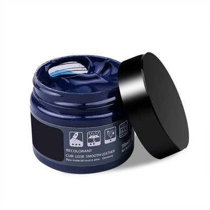 Dunkelblaue Lederfarbe, 50ml, für glattes Leder, Made in Germany, Schuhpflegeprodukt.