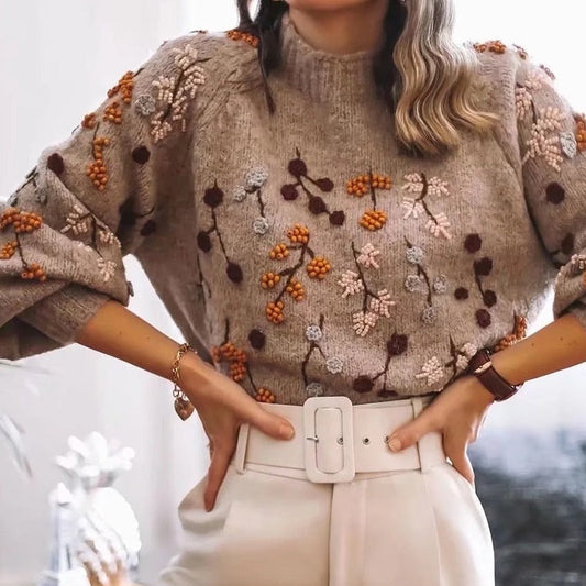 Strickpullover für Damen mit Herbstmotiv – Noëlle