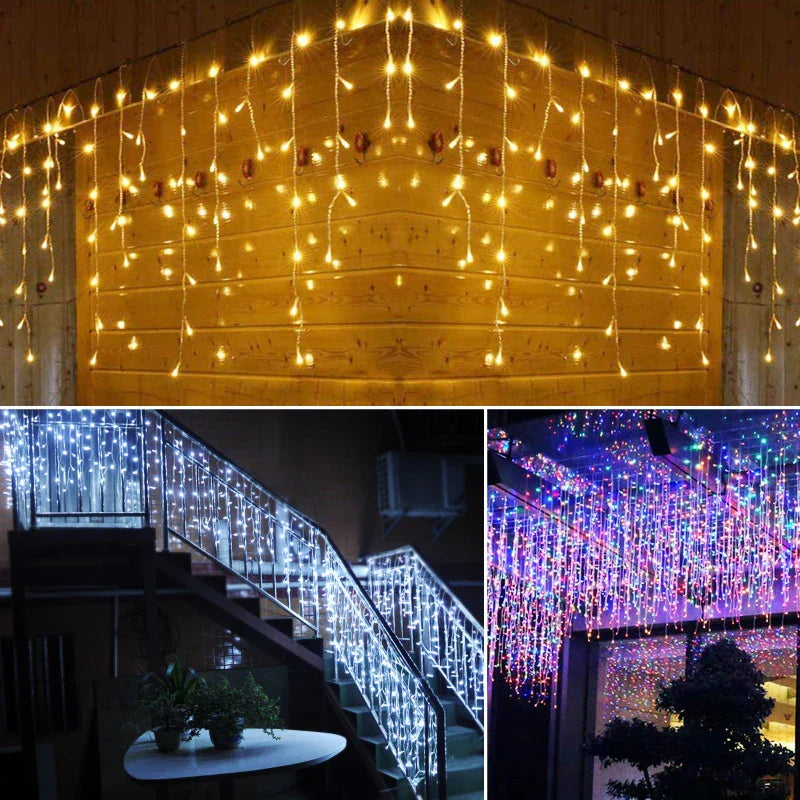 LED-Lichterketten, warmweiß und bunt, für Innen- und Außendekoration, Weihnachtsbeleuchtung.