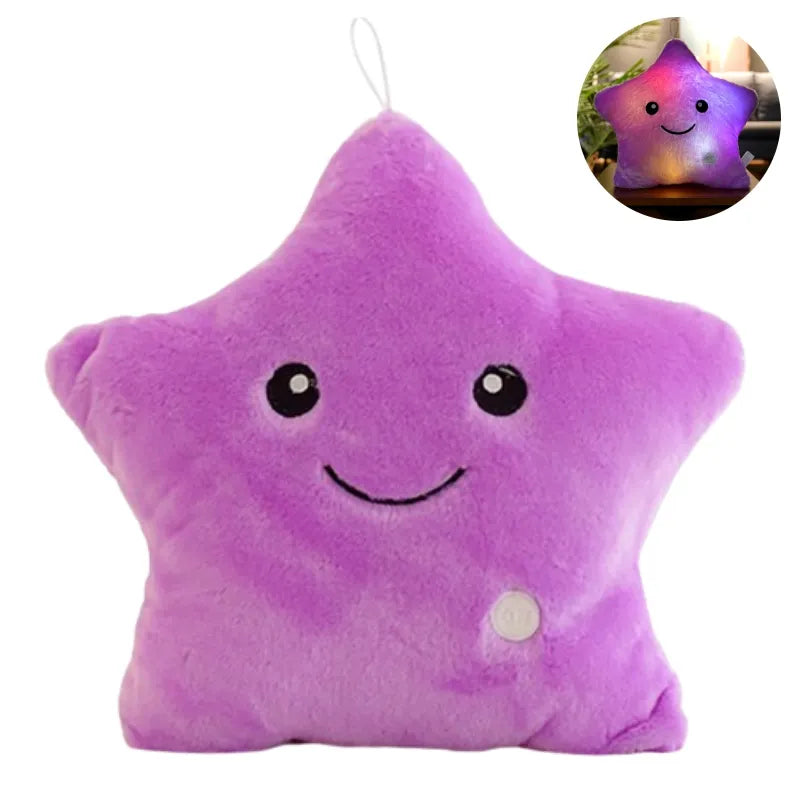 Lila Sternkissen für Kleinkinder, Plüsch, LED-Beleuchtung, dekorativ, weich, Geschenkidee.