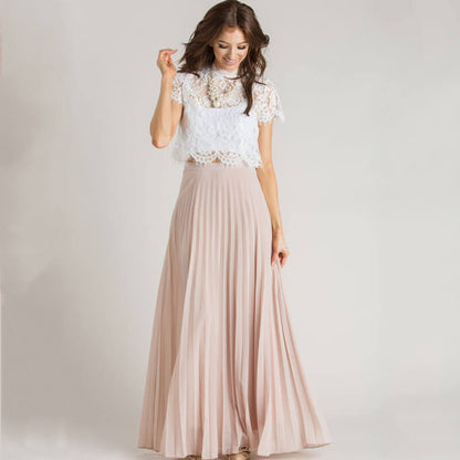 Herbstlicher Plissierter Maxirock mit Hoher Taille – Mirella