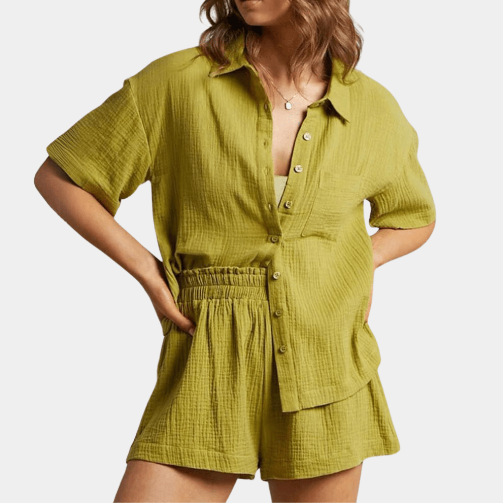 Zweiteiliges Damen Sommer Set mit Hemd und Shorts – Noemi