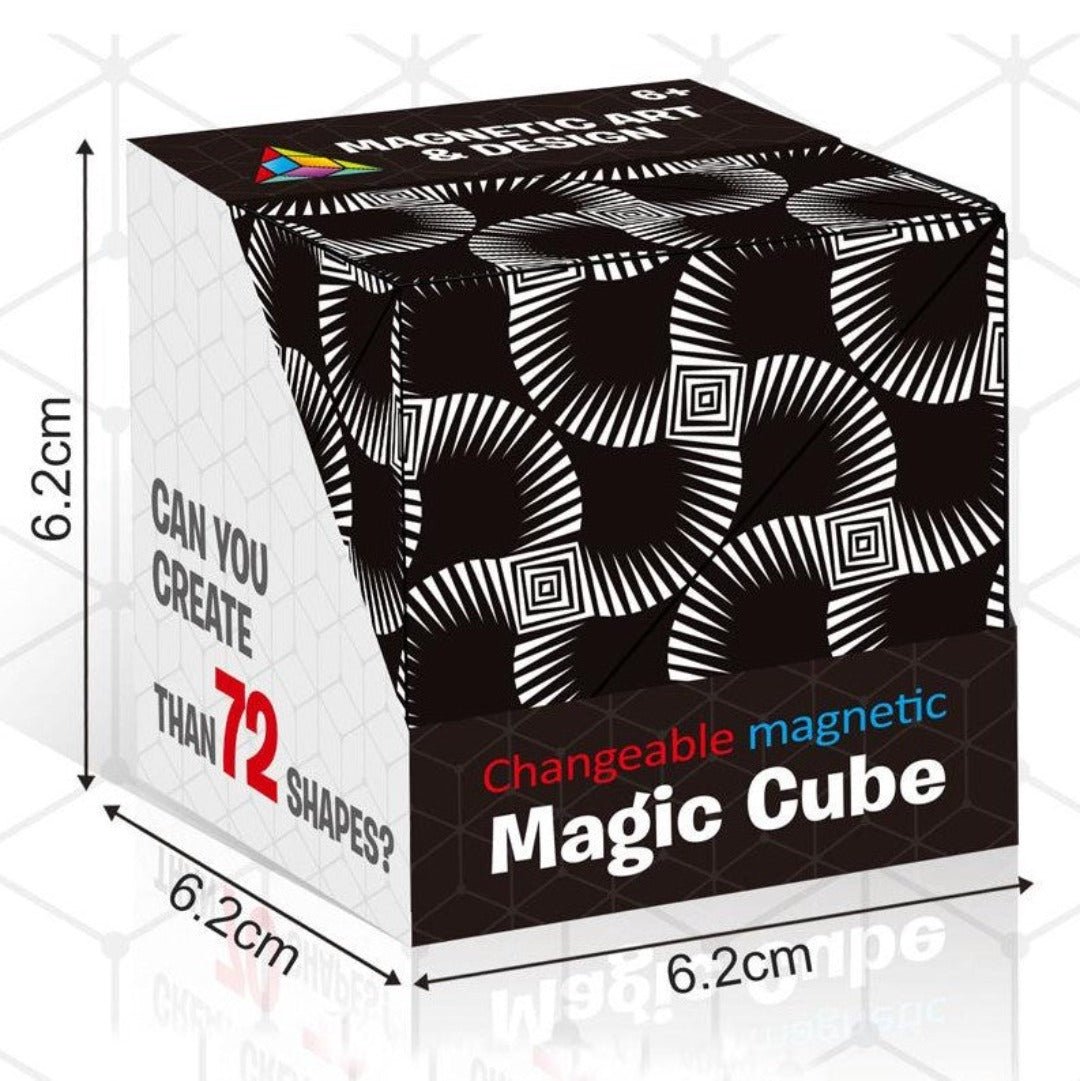 Magischer Würfel, wechselbar, magnetisch, schwarz-weiß, 6,2 cm, Puzzle-Spielzeug.