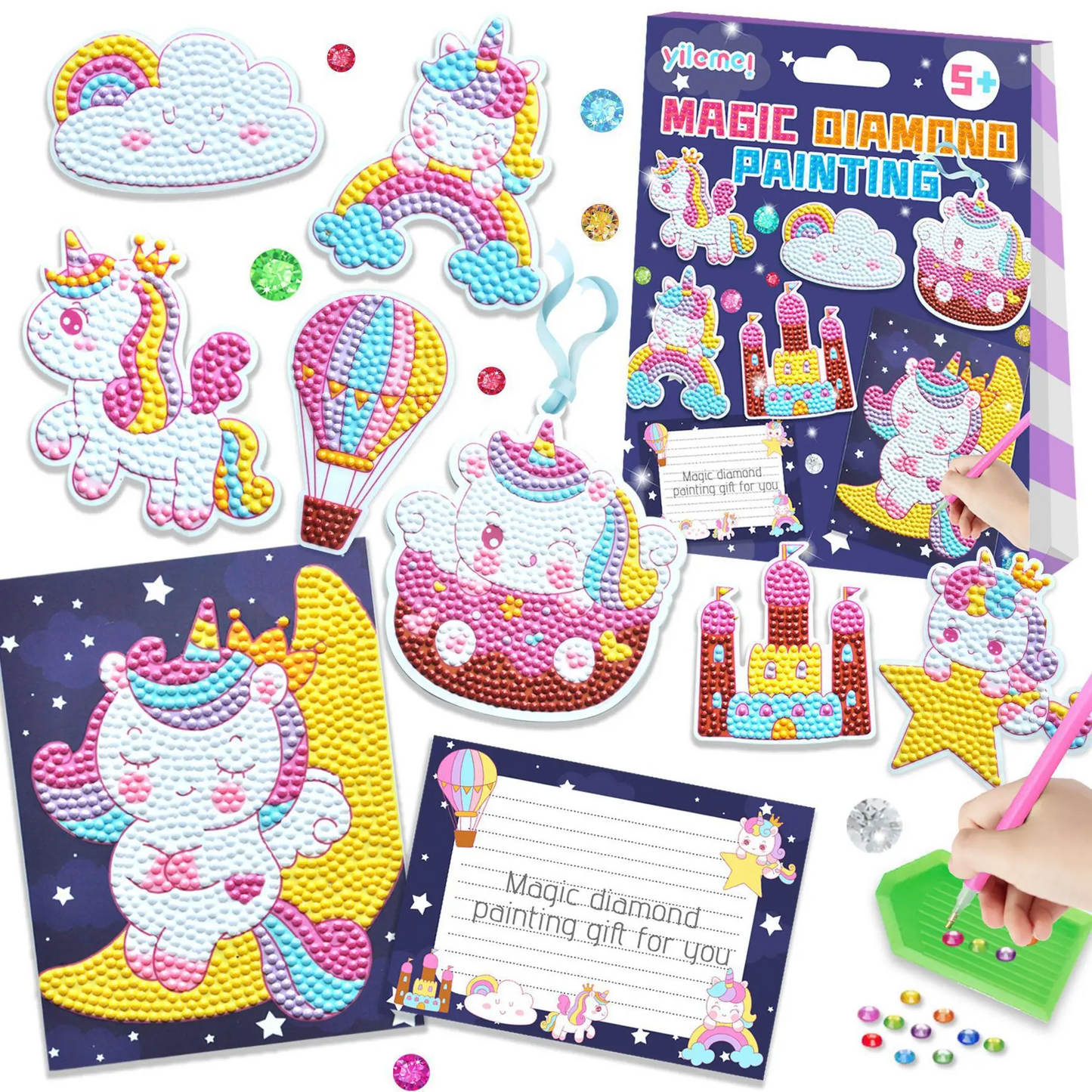 Magisches Diamant-Malset für Kinder, Einhorn-Design, bunt, DIY-Bastelset, Geschenkidee.