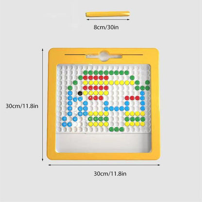 Magnetisches Mosaikspielzeug, gelber Rahmen, bunte Perlen, 30x30cm, Kinder Lernspielzeug