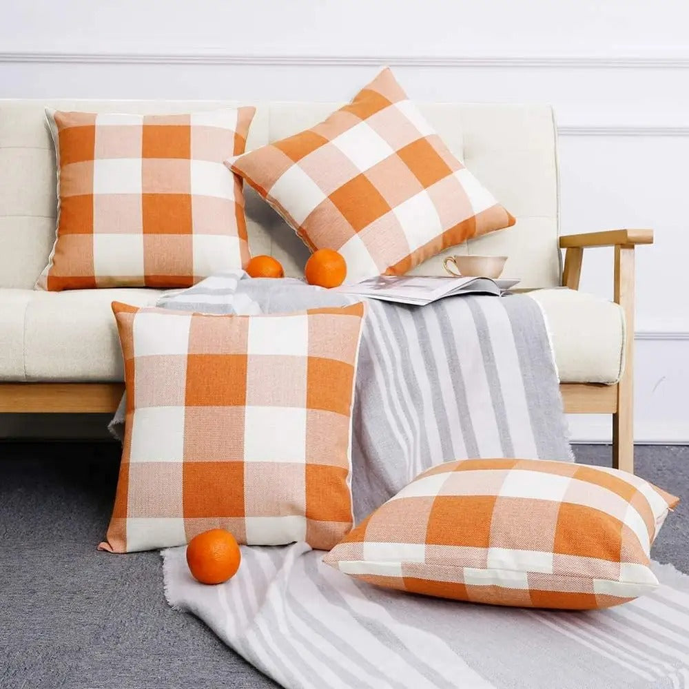 Gemütliche Karierte Kissenhülle im Landhausstil – Autumn Plaid