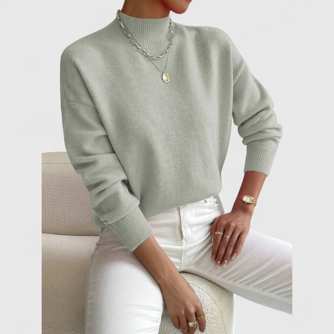 Damen Pullover in hellem Salbeigrün, another view.