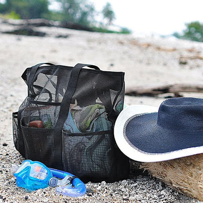 Faltbare Mesh-Strandtasche mit 9 Fächern für Familientage