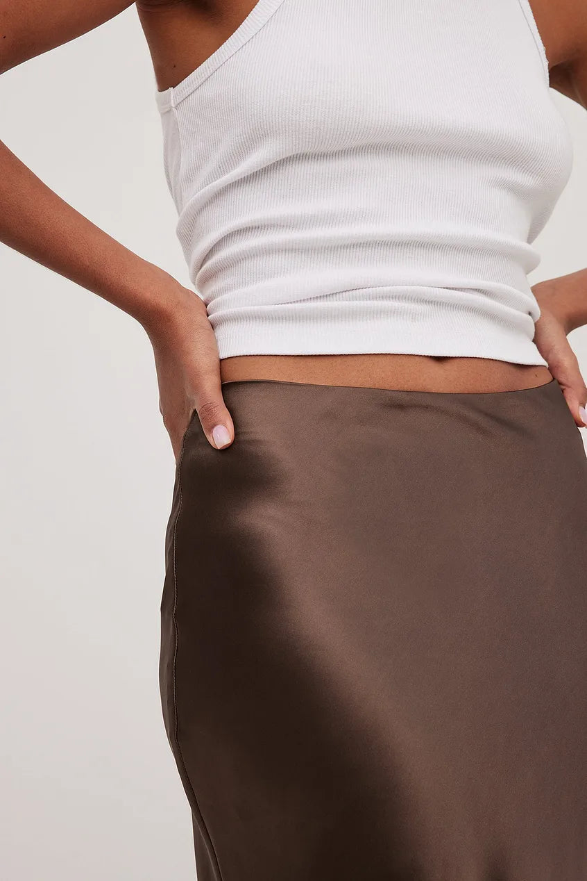 Satinierten Damenrock mit Hoher Taille – Elena Herbstzauber Edition