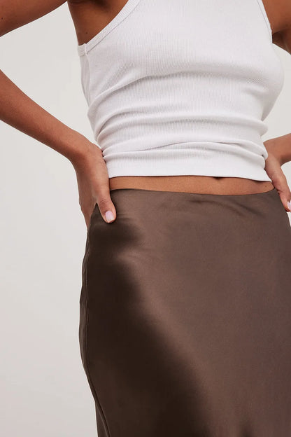 Satinierten Damenrock mit Hoher Taille – Elena Herbstzauber Edition