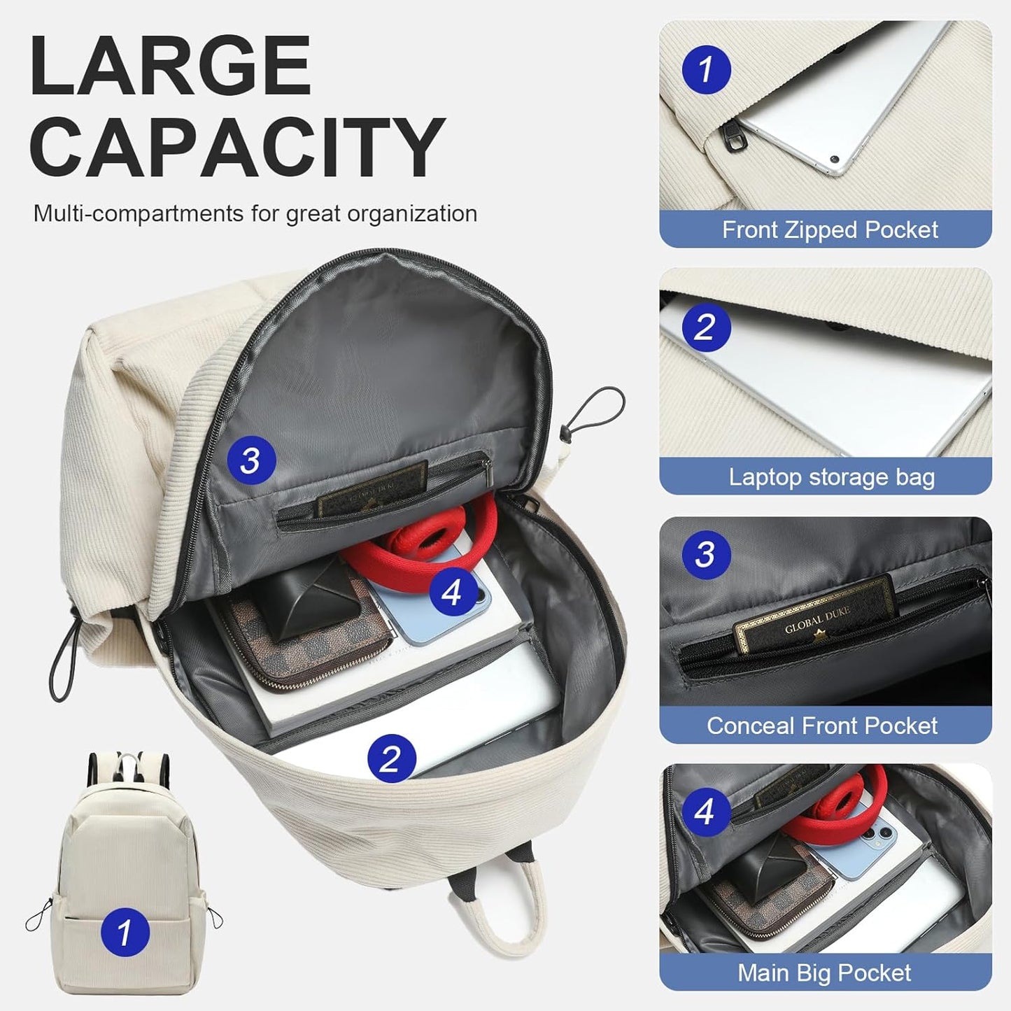 Leichte wasserabweisende Laptop-Rucksack mit mehreren Taschen – 15,6" TravelPro-Serie