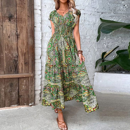 Luftiges Damen Maxikleid mit Ethno-Print & V-Ausschnitt – Nayeli