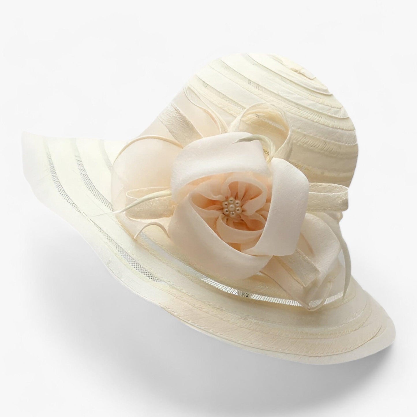 Eleganter Damen Sonnenhut aus Organza – Mirielle Herbstzauber