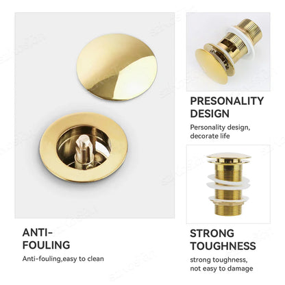 Pop‑Up Basin Drain Plug with Overflow Options – Buy 1, Get 1 Free-Brushed Gold-State of Style