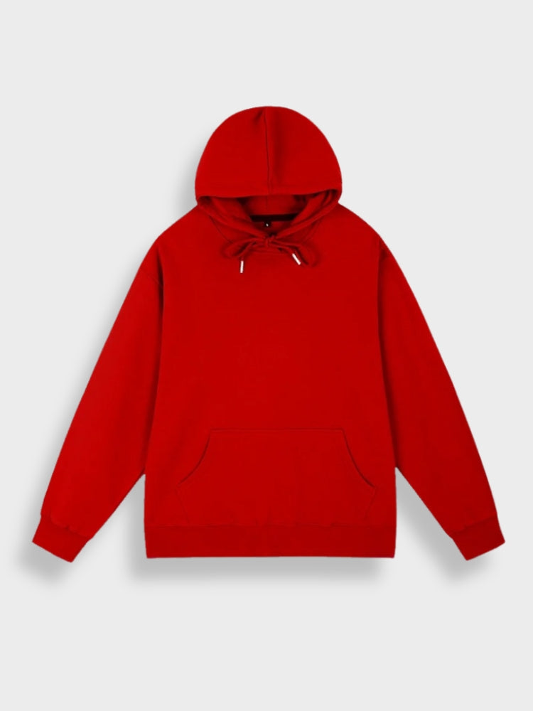 Roter Kapuzenpullover aus Baumwolle, Unisex, modisch, bequem, ideal für Freizeitkleidung.