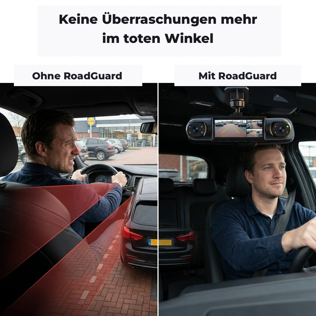 4-Kanal-Dashcam als Vergleich von Fahrerszenen auf dem Parkplatz
