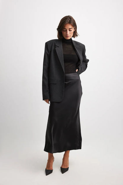 Satinierten Damenrock mit Hoher Taille – Elena Herbstzauber Edition