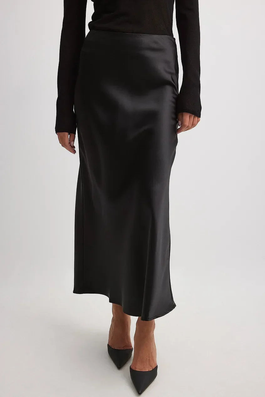 Satinierten Damenrock mit Hoher Taille – Elena Herbstzauber Edition