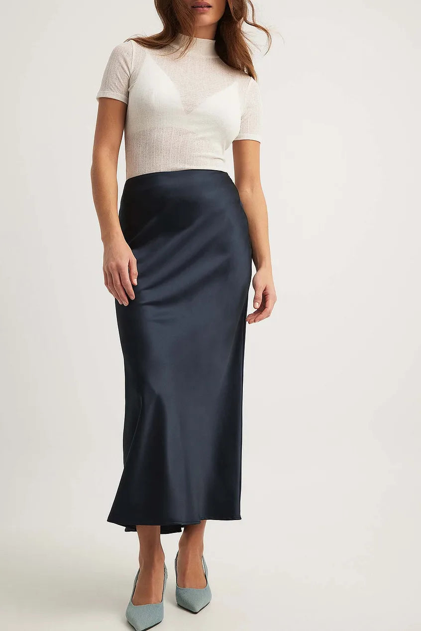 Satinierten Damenrock mit Hoher Taille – Elena Herbstzauber Edition