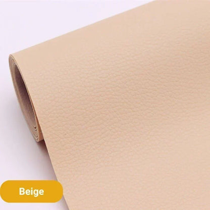 Selbstklebender Lederreparaturflicken in Beige mit genarbter Oberfläche.