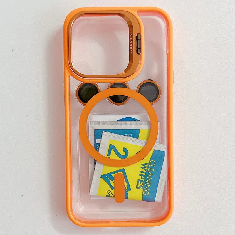 Stoßfeste magnetische Handytasche mit Glasschutz und Ständer