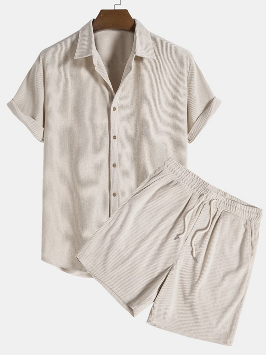 Stylisches Herren Sommer-Set mit Hemd und Cord-Shorts - SommerKern