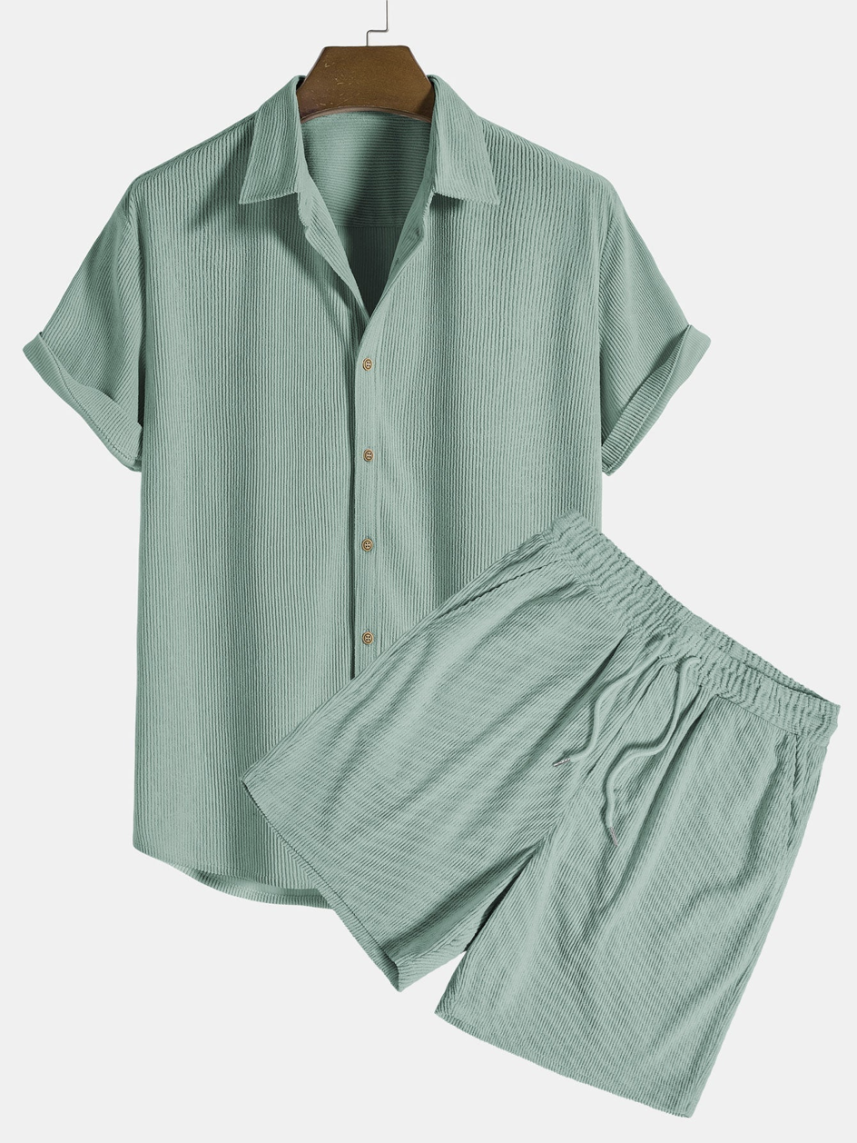 Stylisches Herren Sommer-Set mit Hemd und Cord-Shorts - SommerKern