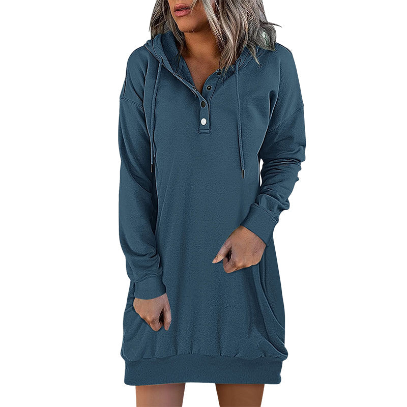 Herbstlicher Minimalistischer Long Damen Hoodie – Valeria