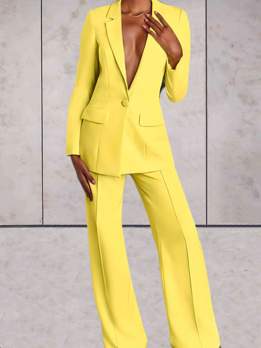 Damen Herbst-Zweiteiler mit Blazer & Weitbein-Hose – Emilia