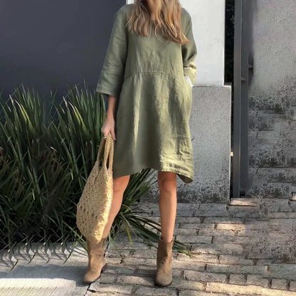 Herbstliches Kleid mit lockerer Passform & praktischer Tasche – Malia