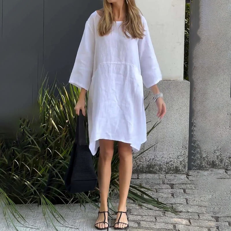 Herbstliches Kleid mit lockerer Passform & praktischer Tasche – Malia