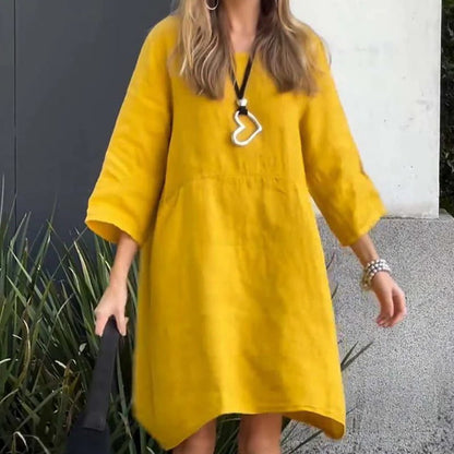 Herbstliches Kleid mit lockerer Passform & praktischer Tasche – Malia