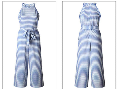 Luftiger & Stilvoller Damen Jumpsuit mit Taillengürtel und Streifen – Nayla
