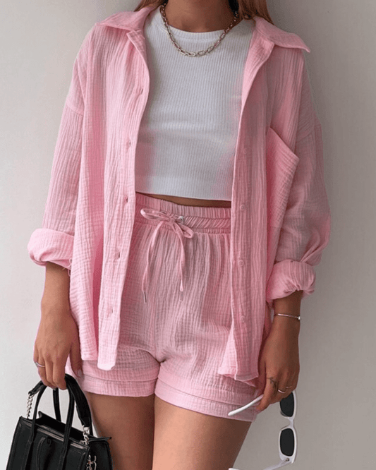 Zweiteiliges Damen Sommer Outfit mit Hemd und Hose – Mila