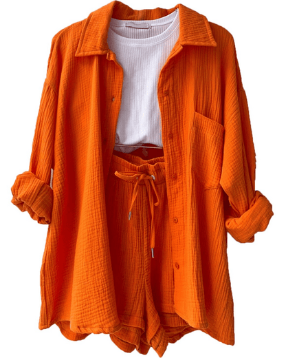 Zweiteiliges Damen Sommer Outfit mit Hemd und Hose – Mila