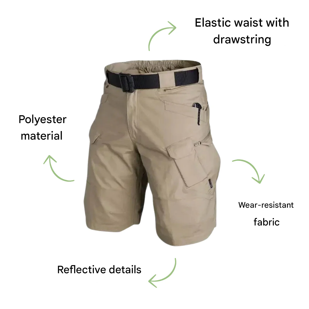 Herren Outdoor Shorts mit 6 Reißverschlusstaschen - FlexTrek Cargo Shorts