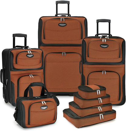 8-teiliges Softshell-Kofferset mit Packwürfeln und TSA-Schloss – TravelMax